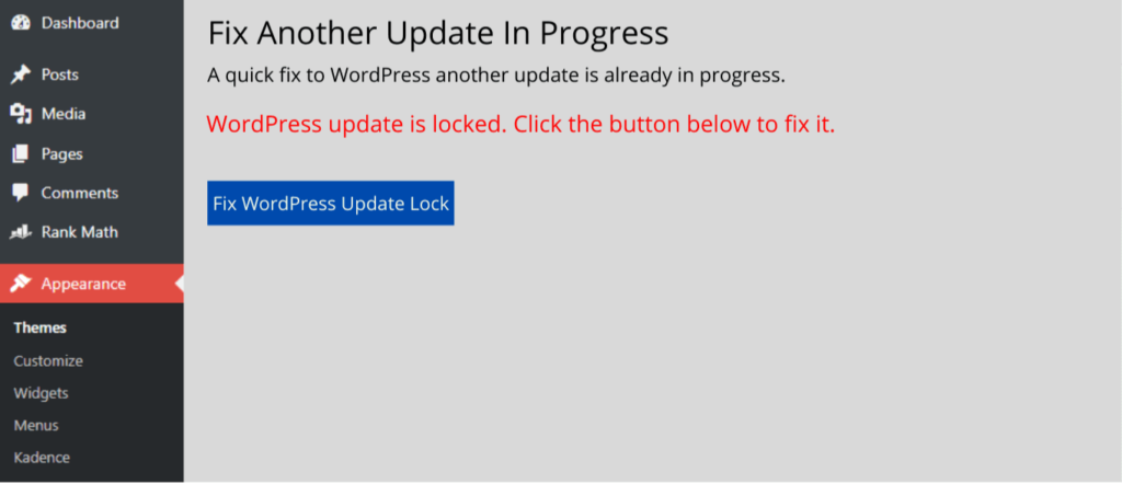 Fixing Another Update in Progress Error