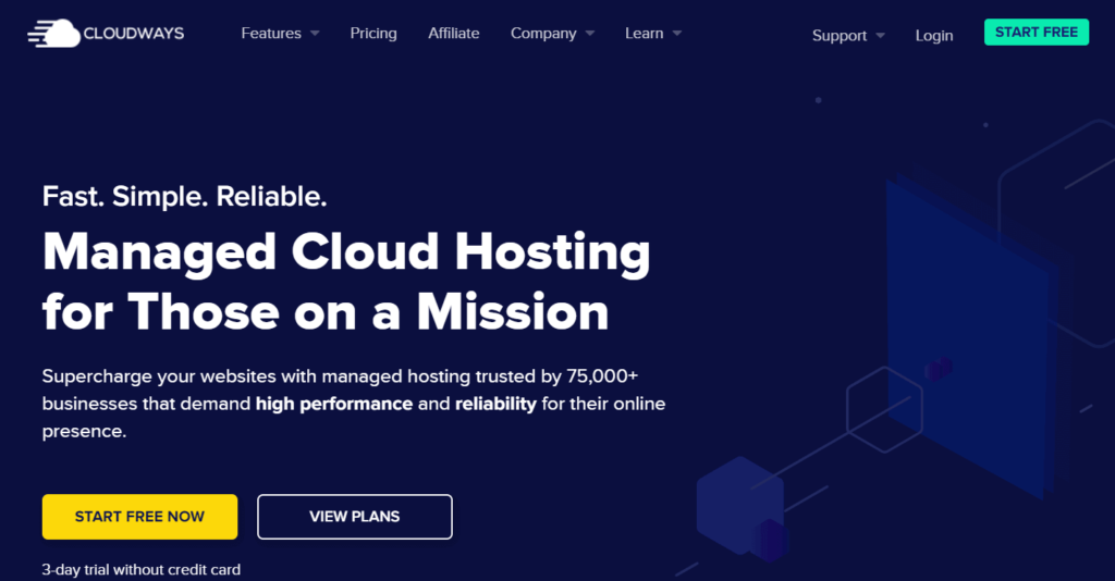 Cloudways Web Hosting Page