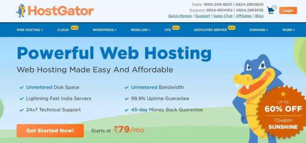 HostGator Web Hosting Page