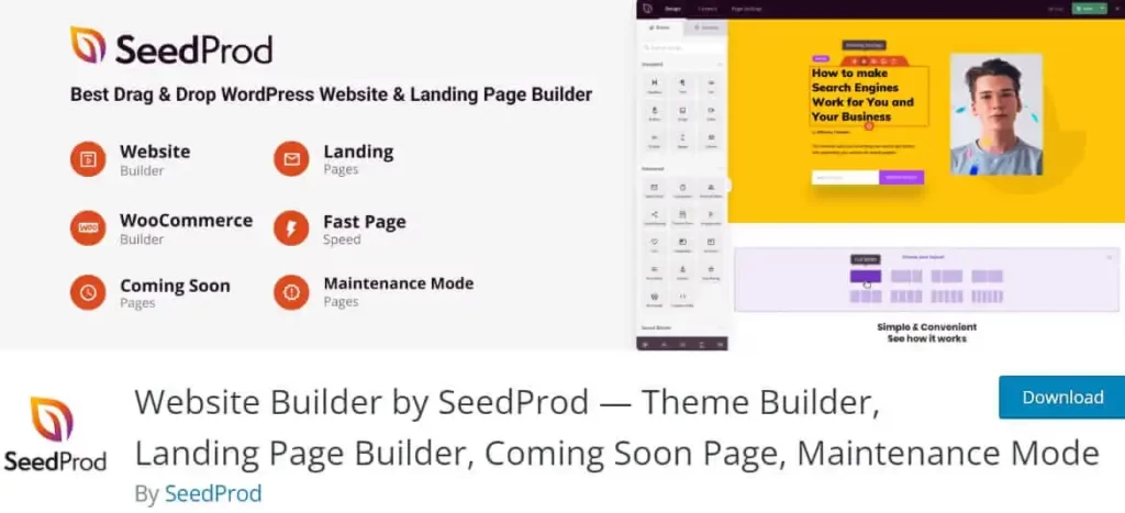 SeedProd Landing Page Builder Tool WordPress.org Page