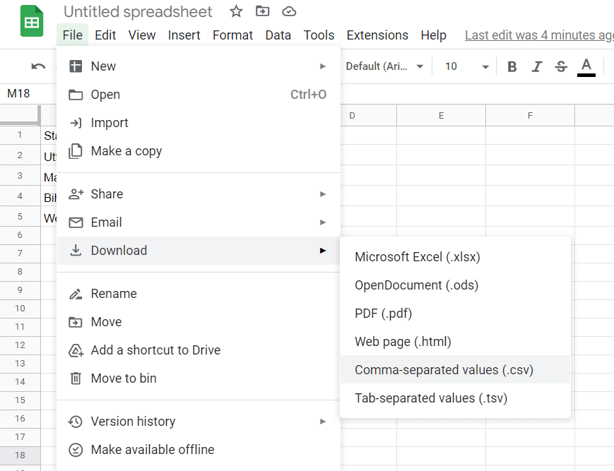 Downloading .CSV file